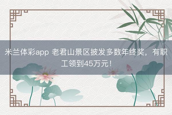米兰体彩app 老君山景区披发多数年终奖，有职工领到45万元！