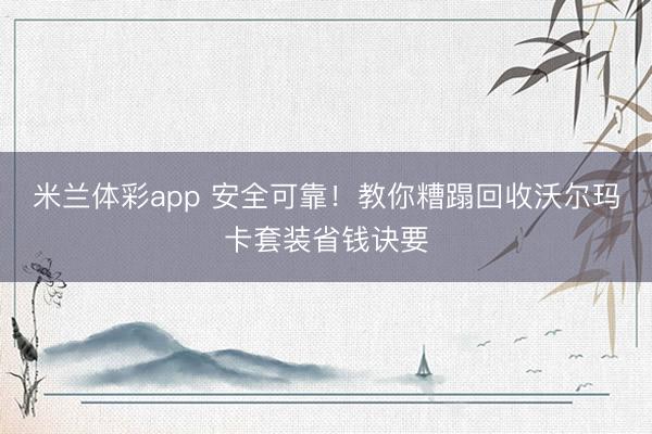 米兰体彩app 安全可靠!教你糟蹋回收沃尔玛卡套装省钱诀要