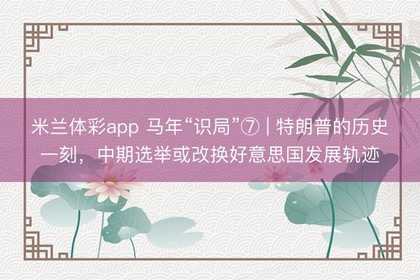 米兰体彩app 马年“识局”⑦ | 特朗普的历史一刻，中期选举或改换好意思国发展轨迹