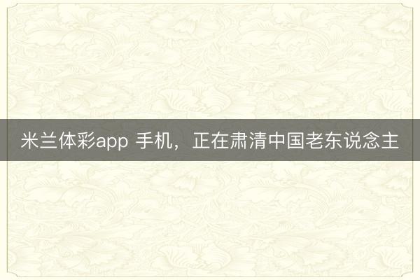 米兰体彩app 手机，正在肃清中国老东说念主