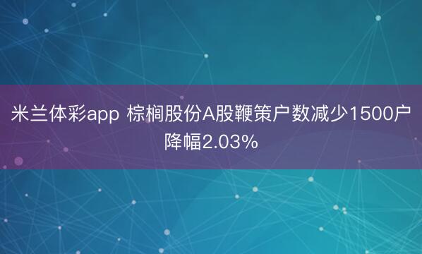 米兰体彩app 棕榈股份A股鞭策户数减少1500户降幅2.03%