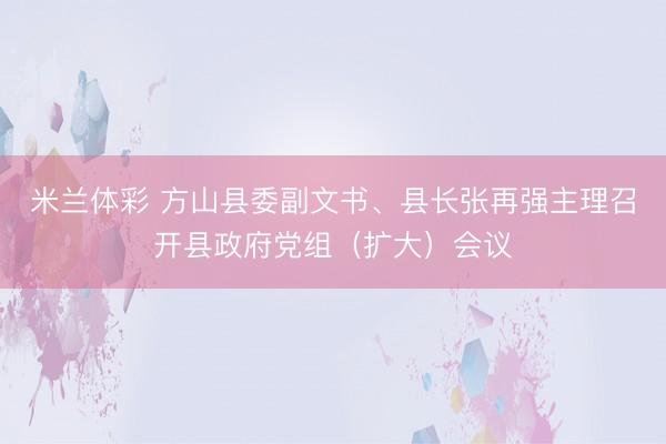 米兰体彩 方山县委副文书、县长张再强主理召开县政府党组（扩大）会议