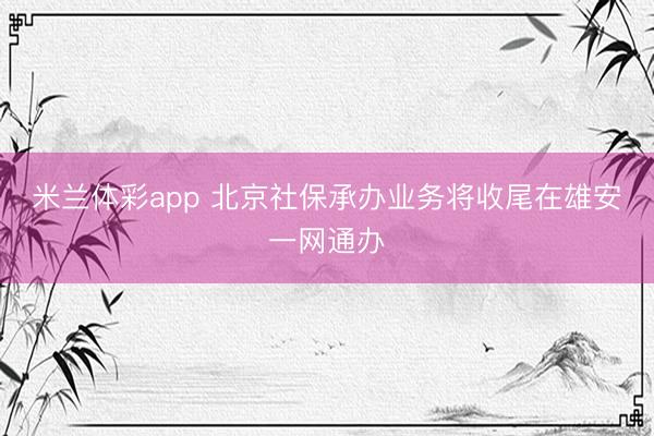 米兰体彩app 北京社保承办业务将收尾在雄安一网通办