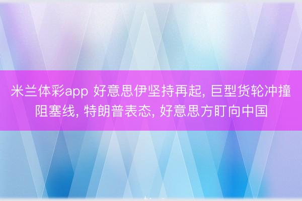 米兰体彩app 好意思伊坚持再起， 巨型货轮冲撞阻塞线， 特朗普表态， 好意思方盯向中国