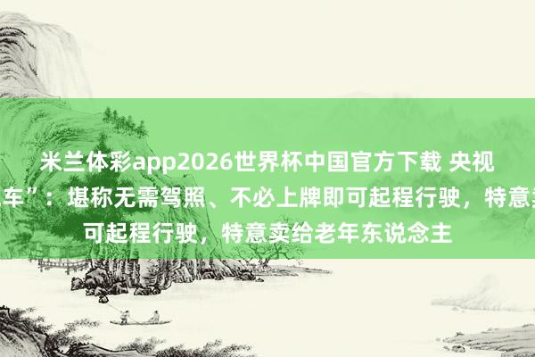 米兰体彩app2026世界杯中国官方下载 央视曝光“三无手搓汽车”：堪称无需驾照、不必上牌即可起程行驶，特意卖给老年东说念主