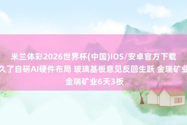 米兰体彩2026世界杯(中国)IOS/安卓官方下载 苹果正久了自研AI硬件布局 玻璃基板意见反回生跃 金瑞矿业6天3板