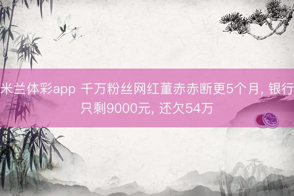 米兰体彩app 千万粉丝网红董赤赤断更5个月， 银行只剩9000元， 还欠54万