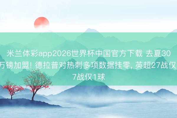 米兰体彩app2026世界杯中国官方下载 去夏3000万镑加盟! 德拉普对热刺多项数据挂零, 英超27战仅1球
