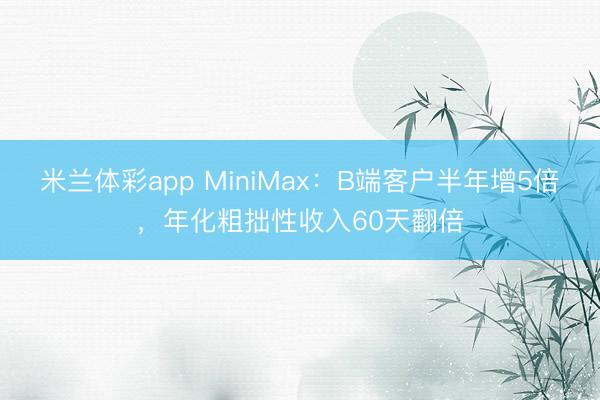 米兰体彩app MiniMax:B端客户半年增5倍,年化粗拙性收入60天翻倍