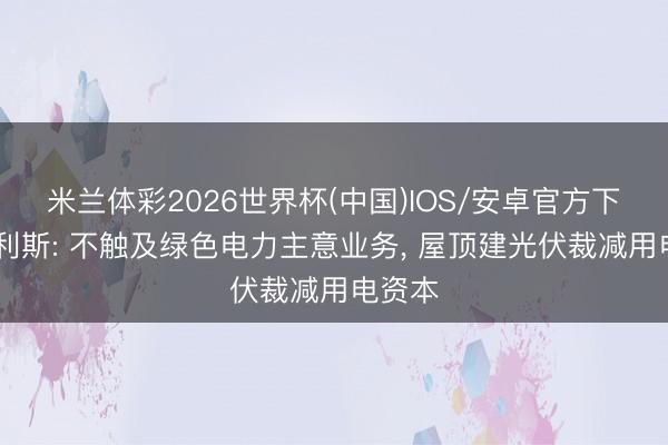 米兰体彩2026世界杯(中国)IOS/安卓官方下载 得利斯: 不触及绿色电力主意业务， 屋顶建光伏裁减用电资本